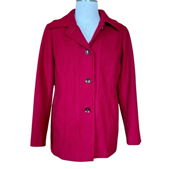 London Fog Large Red Wool Blend Peacoat Professional Classic Preppy - Picture 2 of 11